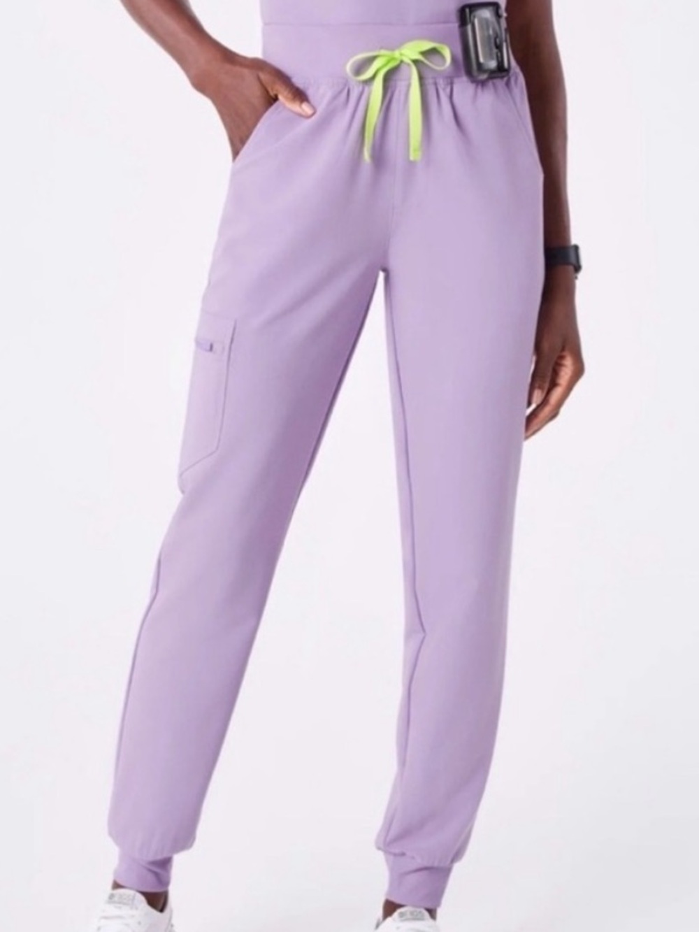 Figs Zamora High Waisted Jogger Scrub Pants in Lavender Dew